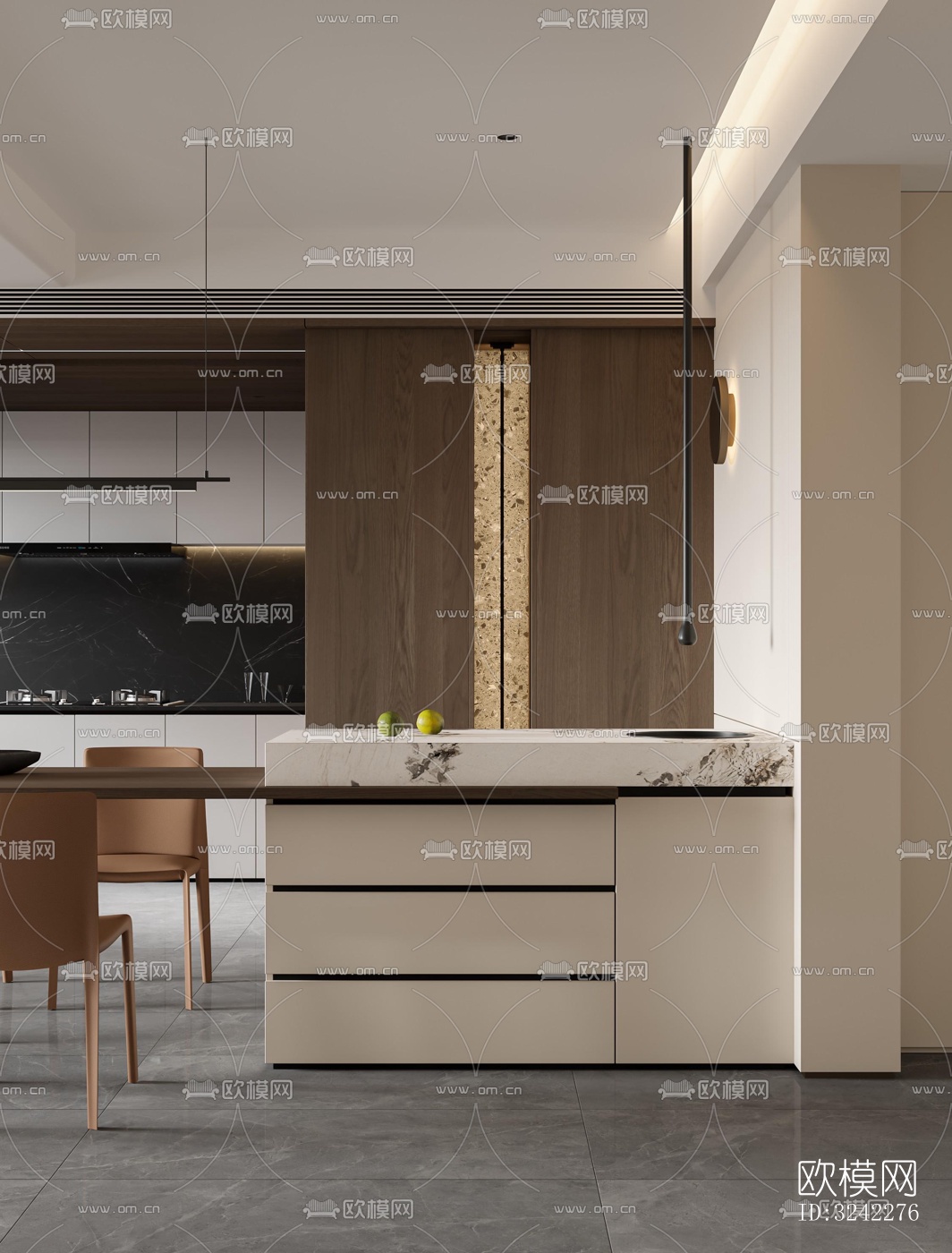 现代客餐厅效果图下载（渲染图7）