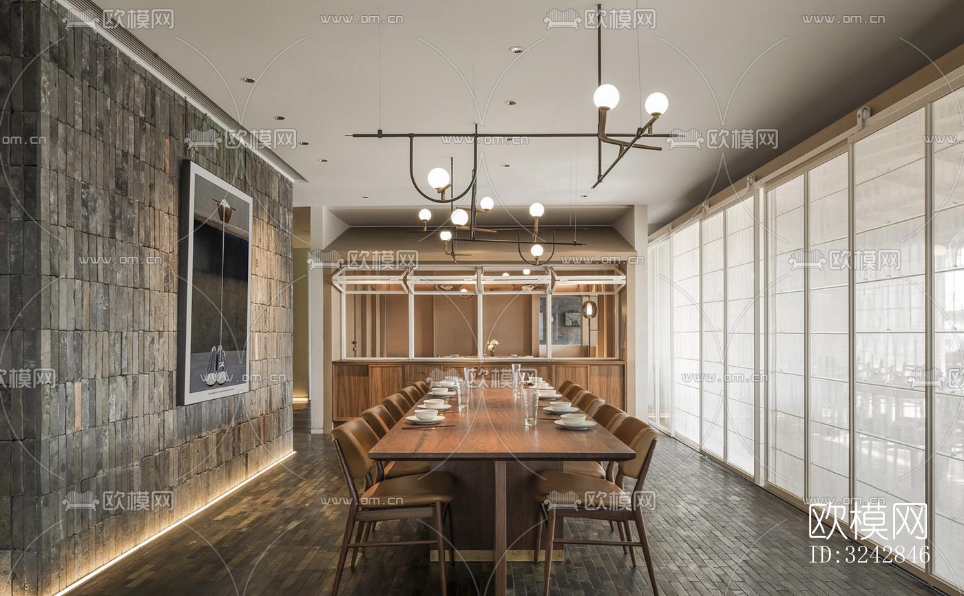 新中式中餐厅效果图下载（渲染图2）