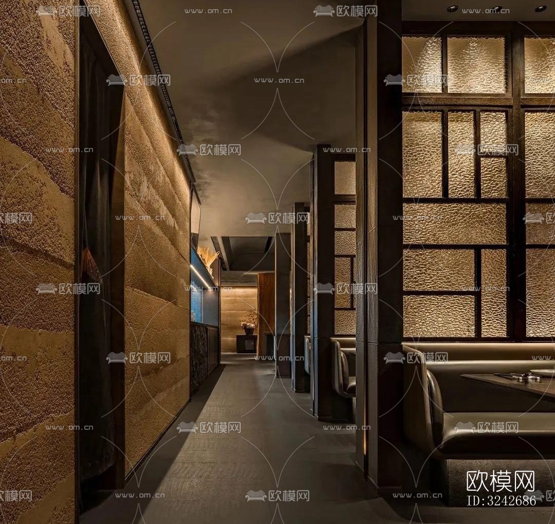 新中式中餐厅效果图下载（渲染图15）