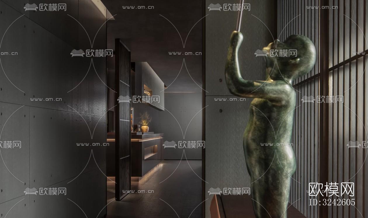 新中式中餐厅效果图下载（渲染图3）