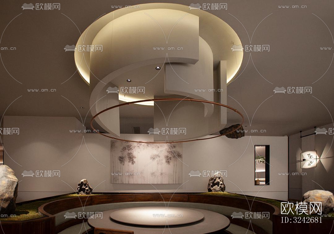 新中式中餐厅效果图下载（渲染图19）