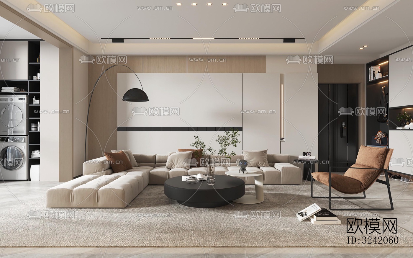 现代客厅效果图下载（渲染图3）