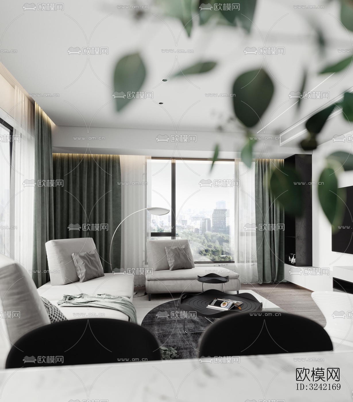 现代客餐厅效果图下载（渲染图1）