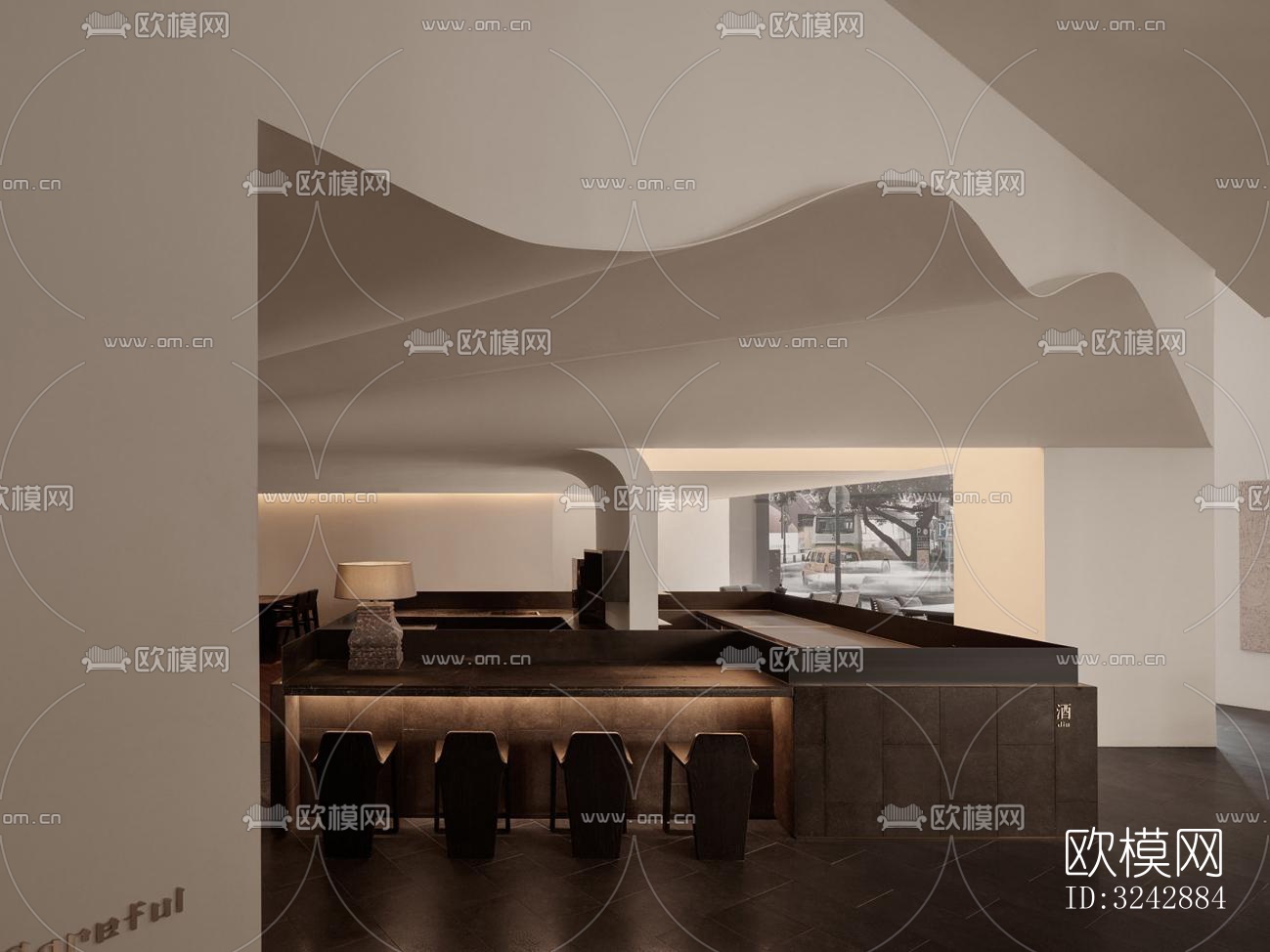 现代中餐厅效果图下载（渲染图4）