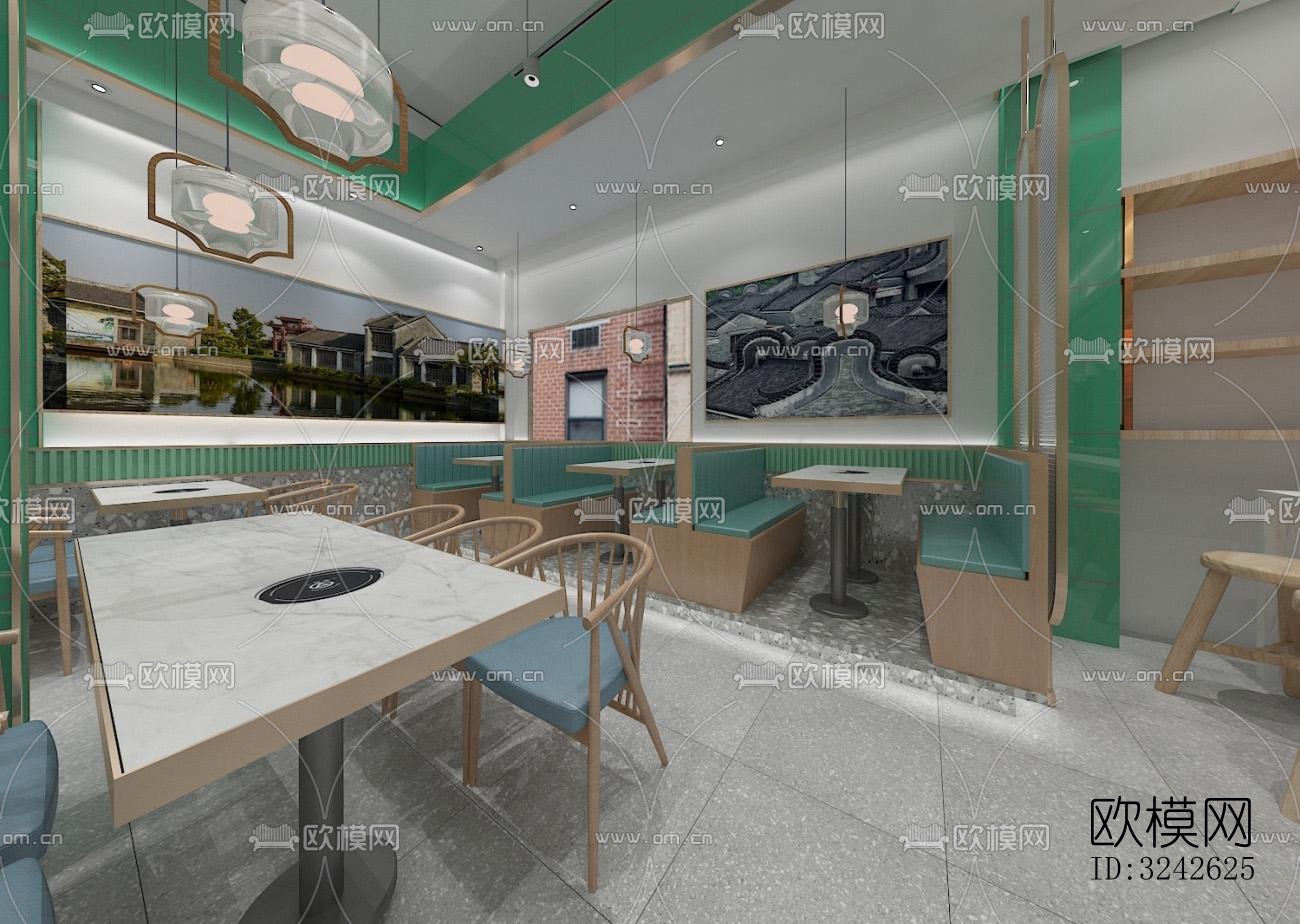 新中式中餐厅效果图下载（渲染图5）