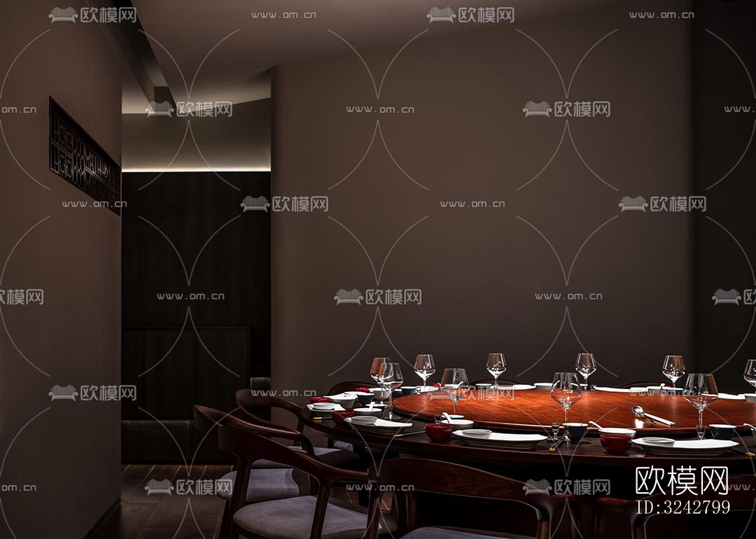 新中式中餐厅效果图下载（渲染图8）