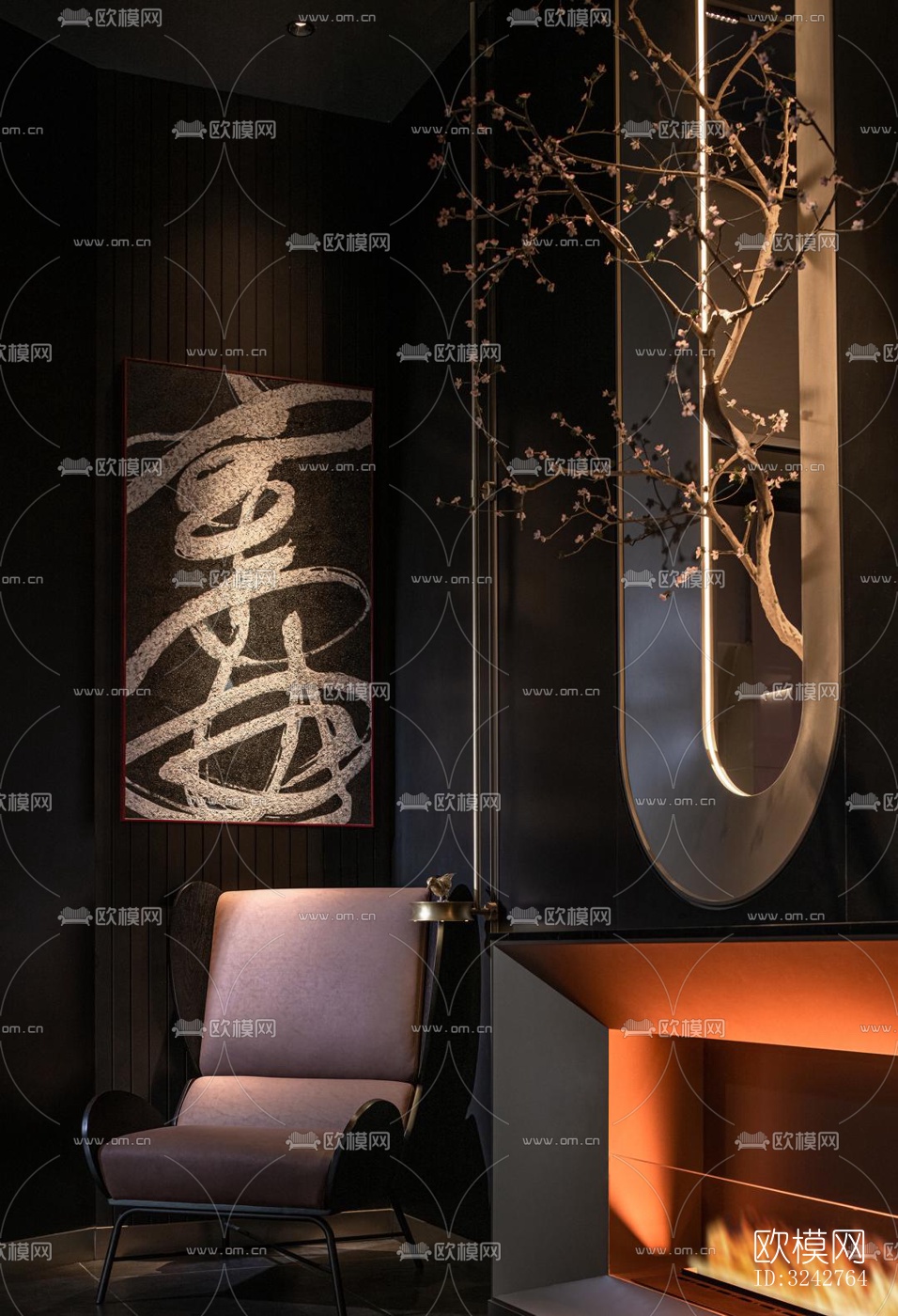 新中式中餐厅效果图下载（渲染图1）