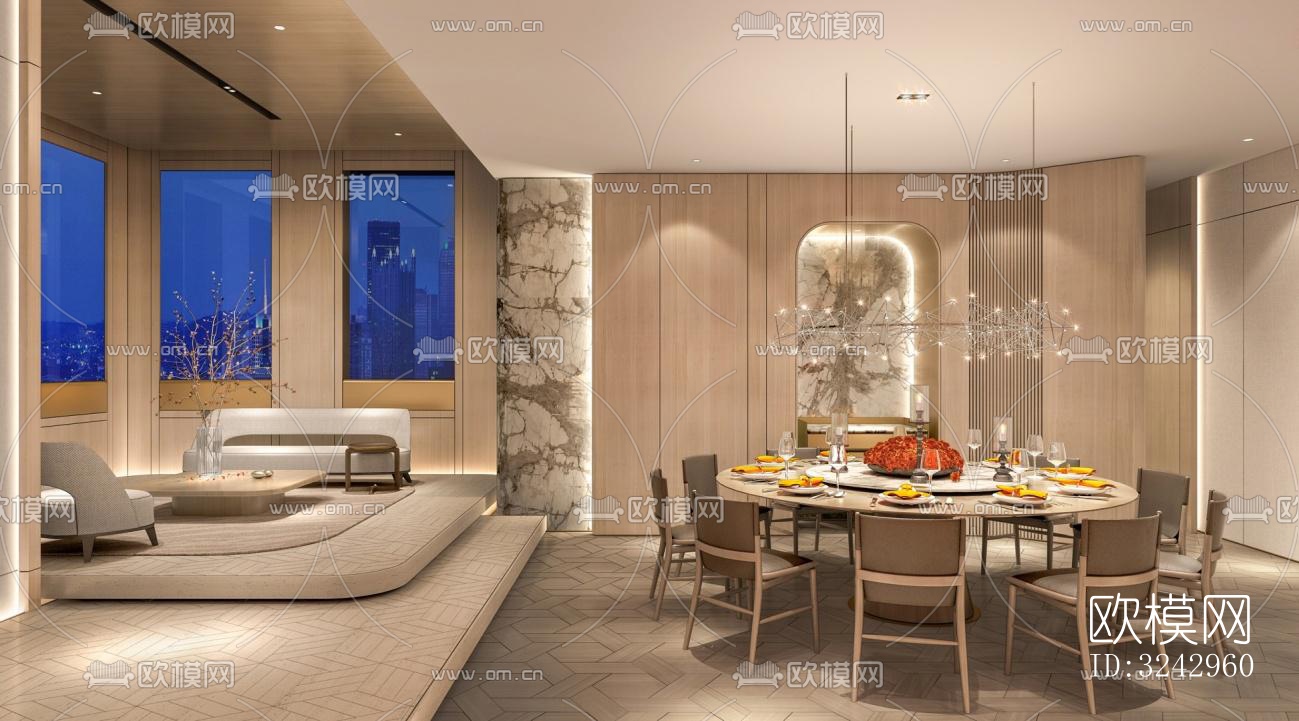 现代中餐厅效果图下载（渲染图20）