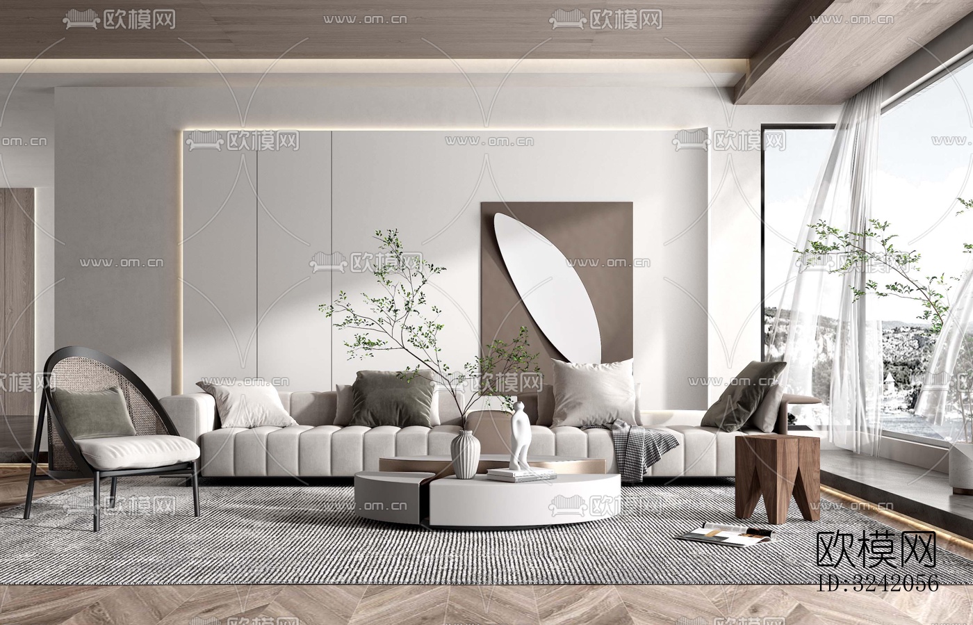 现代客厅效果图下载（渲染图5）