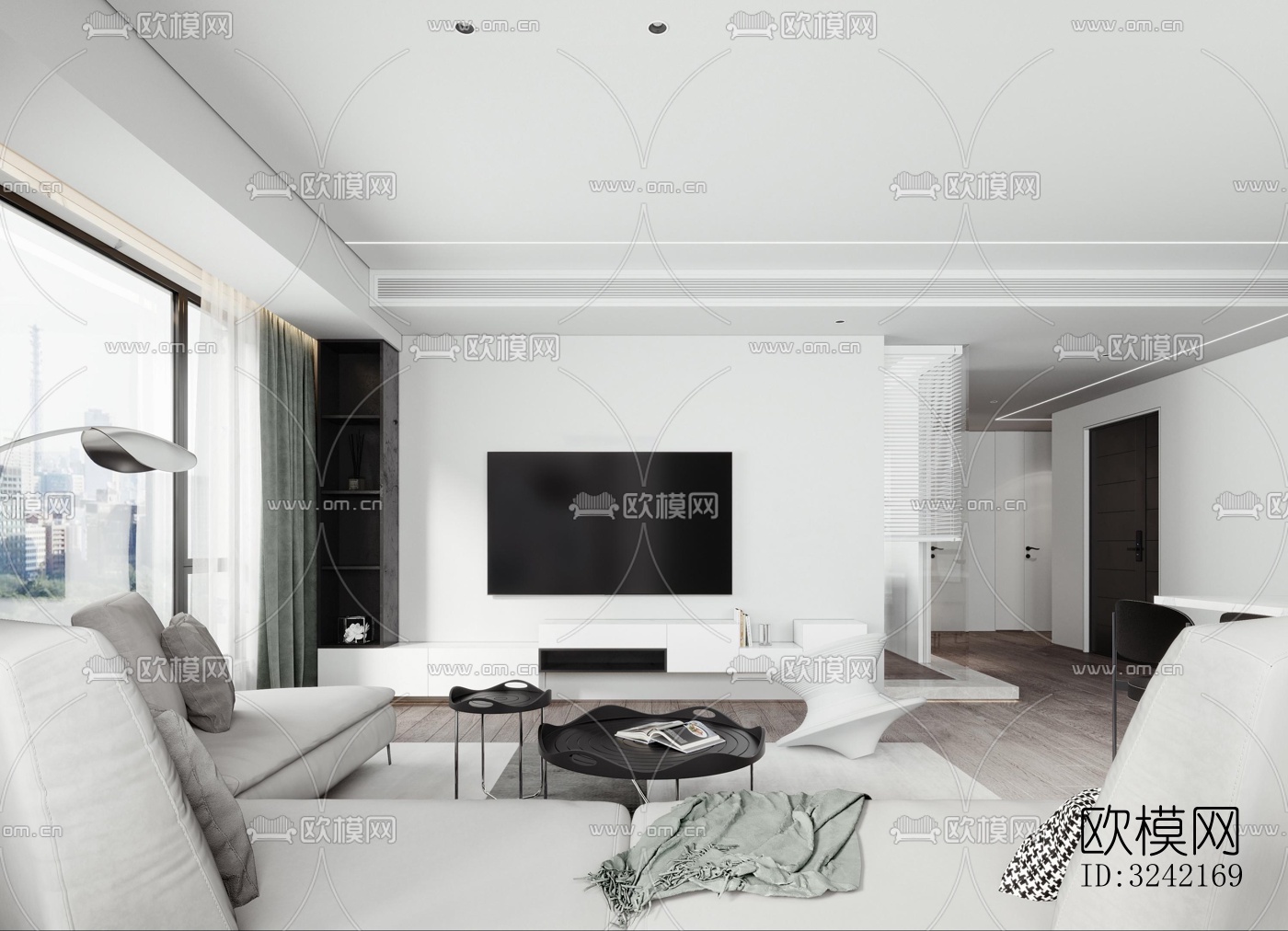 现代客餐厅效果图下载（渲染图3）