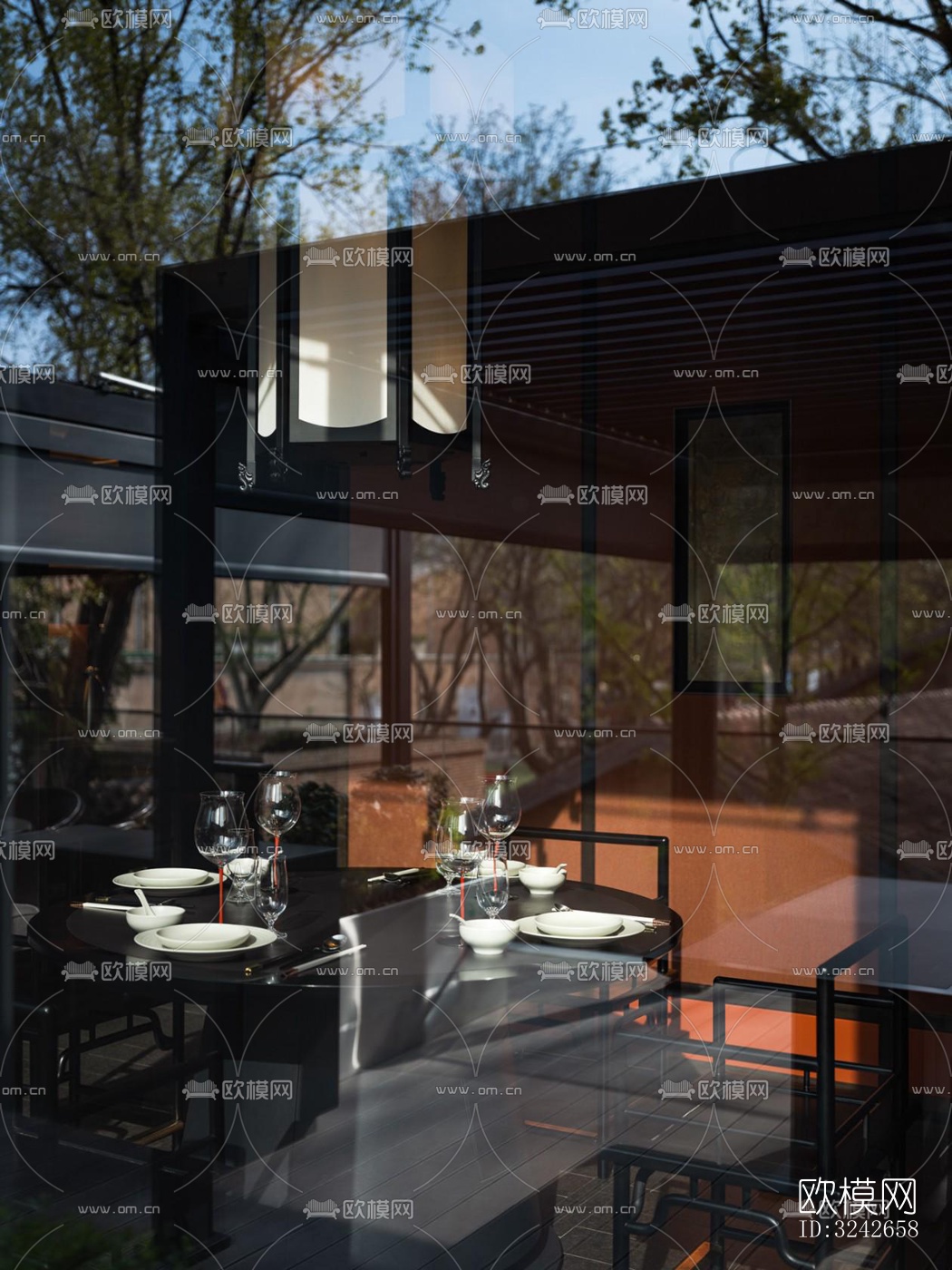 新中式中餐厅效果图下载（渲染图7）