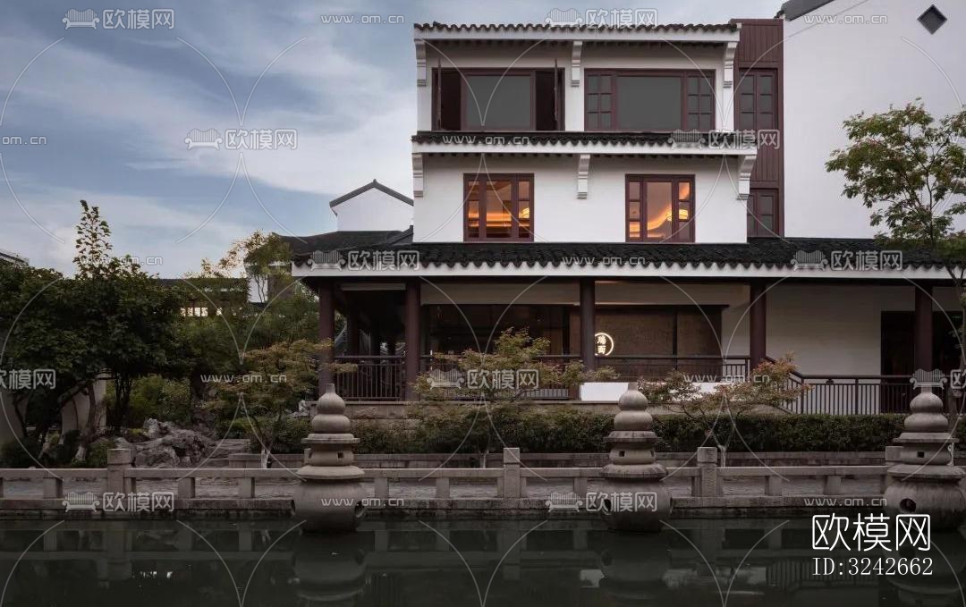 新中式中餐厅效果图下载（渲染图14）