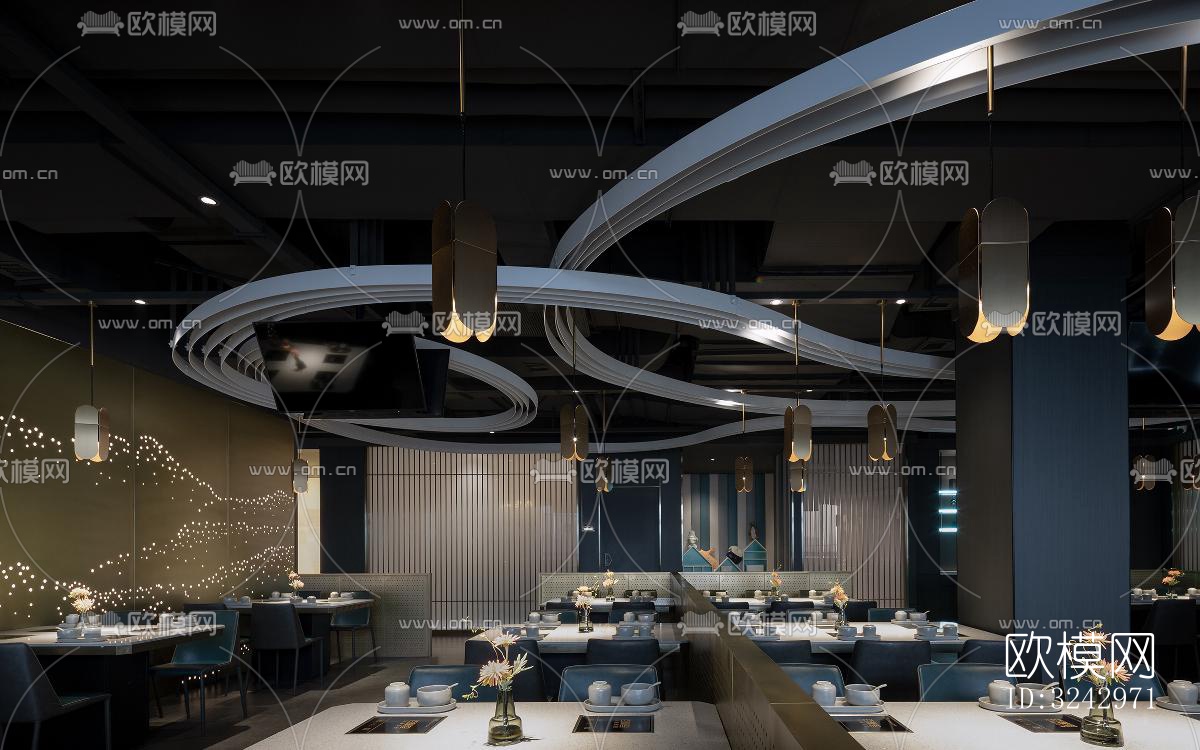 现代中餐厅效果图下载（渲染图9）