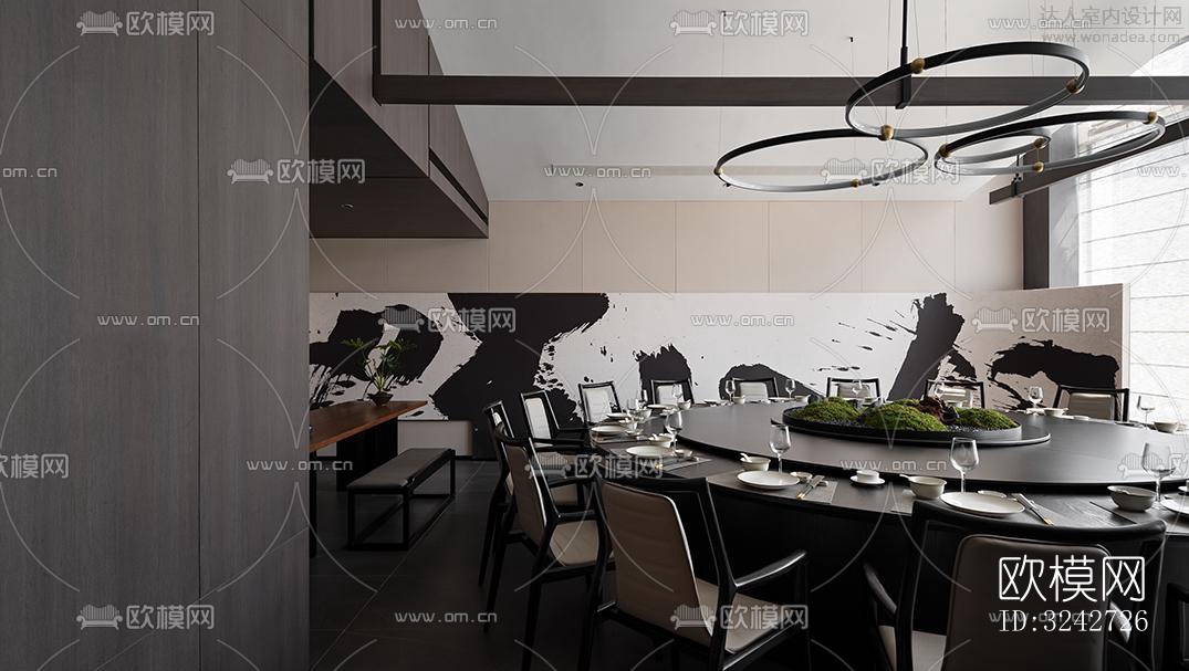 新中式中餐厅效果图下载（渲染图7）