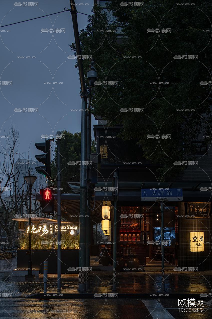 新中式中餐厅效果图下载（渲染图3）