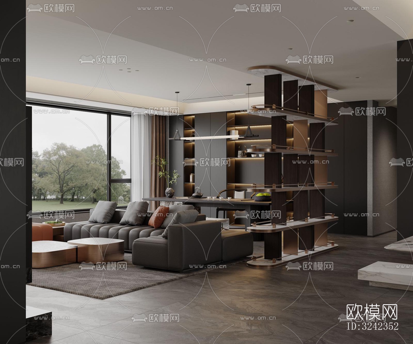 现代客餐厅效果图下载（渲染图3）