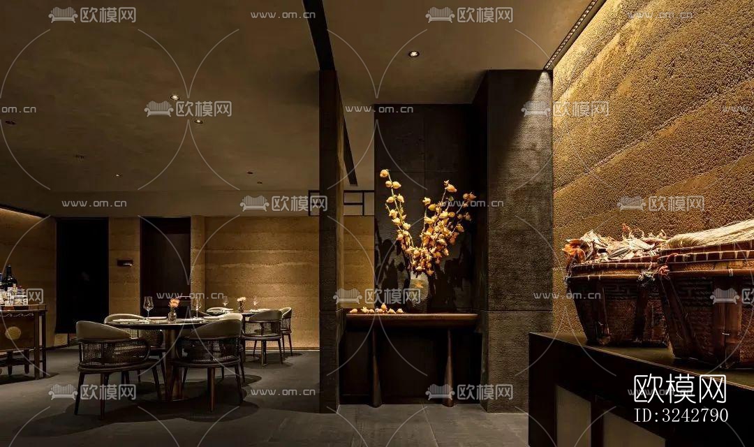 新中式中餐厅效果图下载（渲染图2）