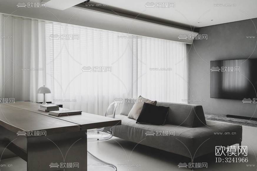 现代大平层效果图下载(渲染图7)