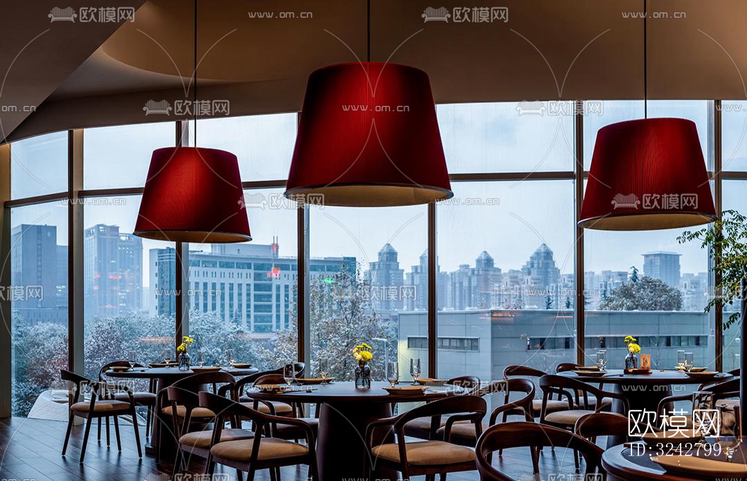 新中式中餐厅效果图下载（渲染图10）