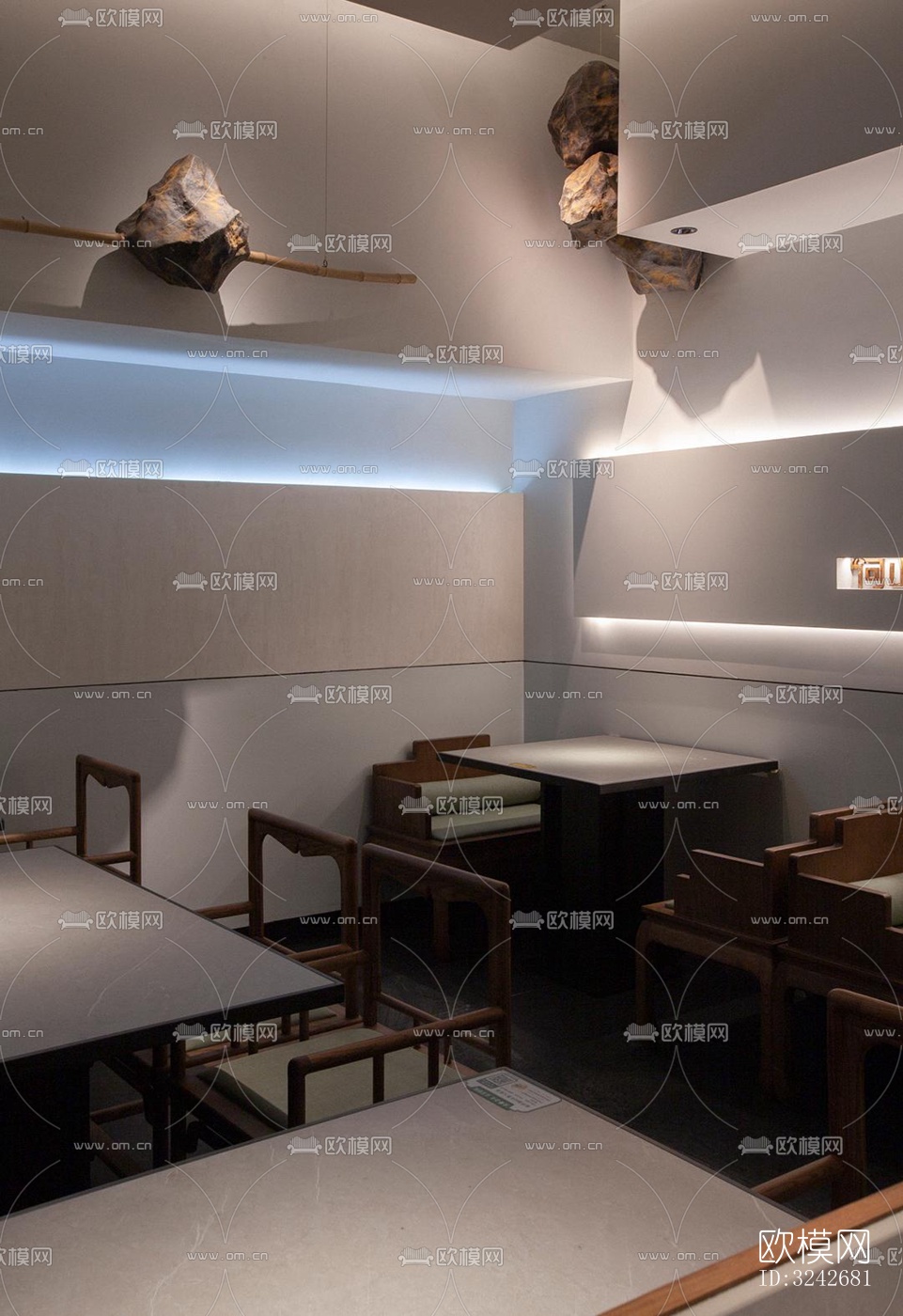 新中式中餐厅效果图下载（渲染图5）