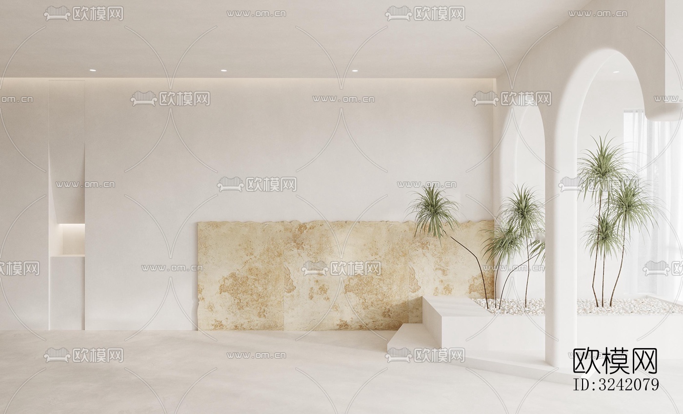 奶油风客餐厅效果图下载（渲染图7）