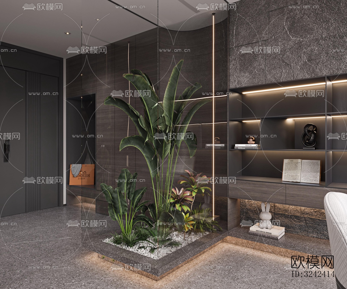 现代玄关过道效果图下载（渲染图3）