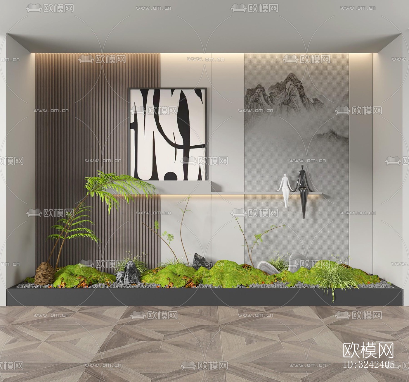 现代玄关过道效果图下载（渲染图1）