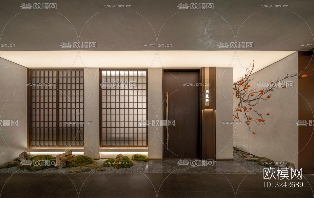 新中式中餐厅效果图下载（渲染图3）