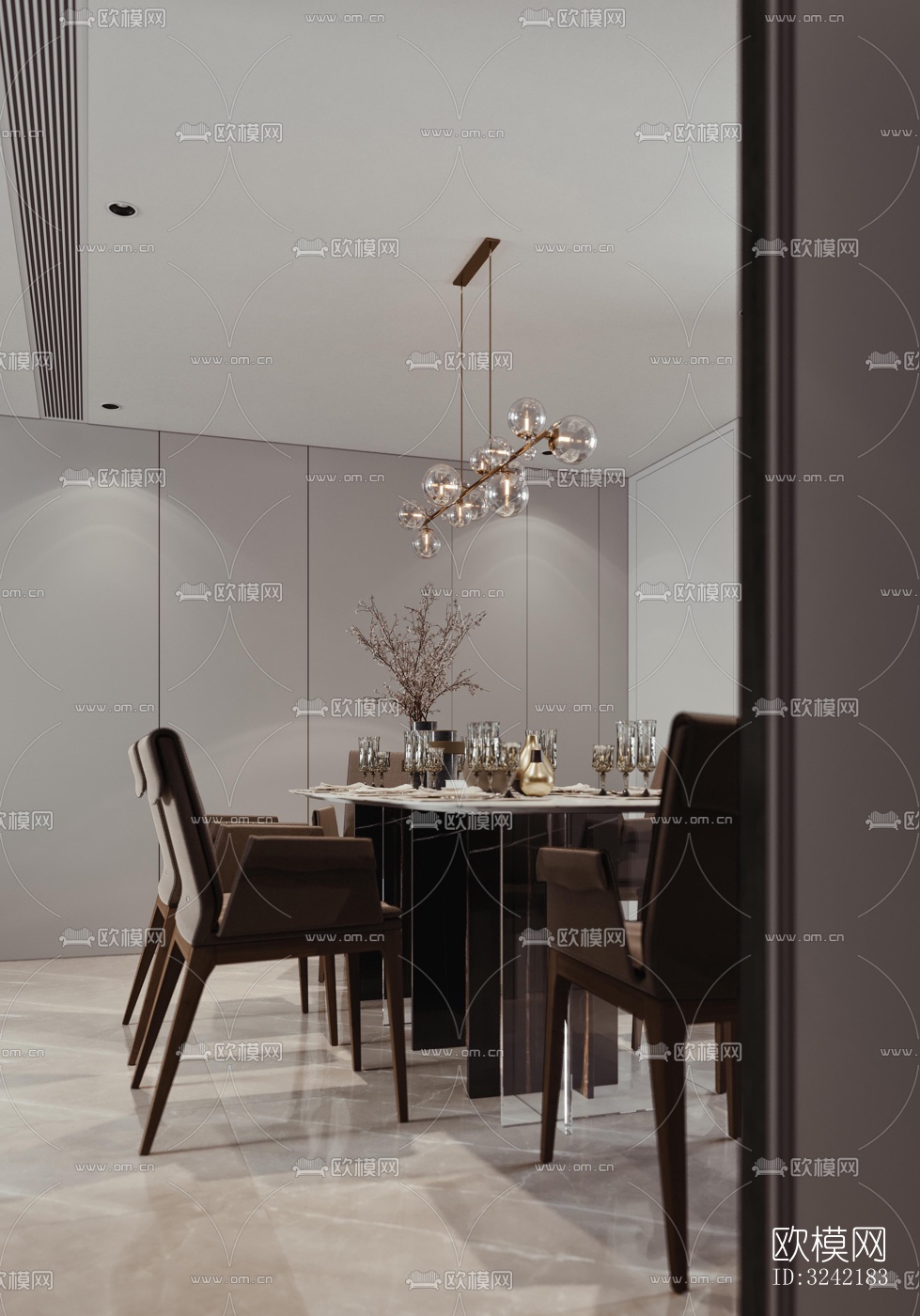 现代客餐厅效果图下载（渲染图1）