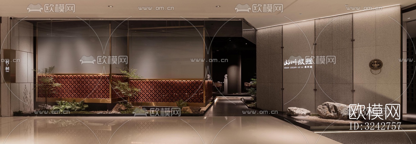 新中式中餐厅效果图下载（渲染图15）