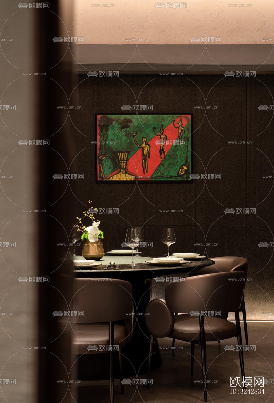 新中式中餐厅效果图下载（渲染图8）