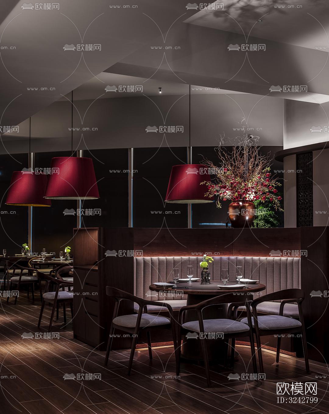 新中式中餐厅效果图下载（渲染图1）