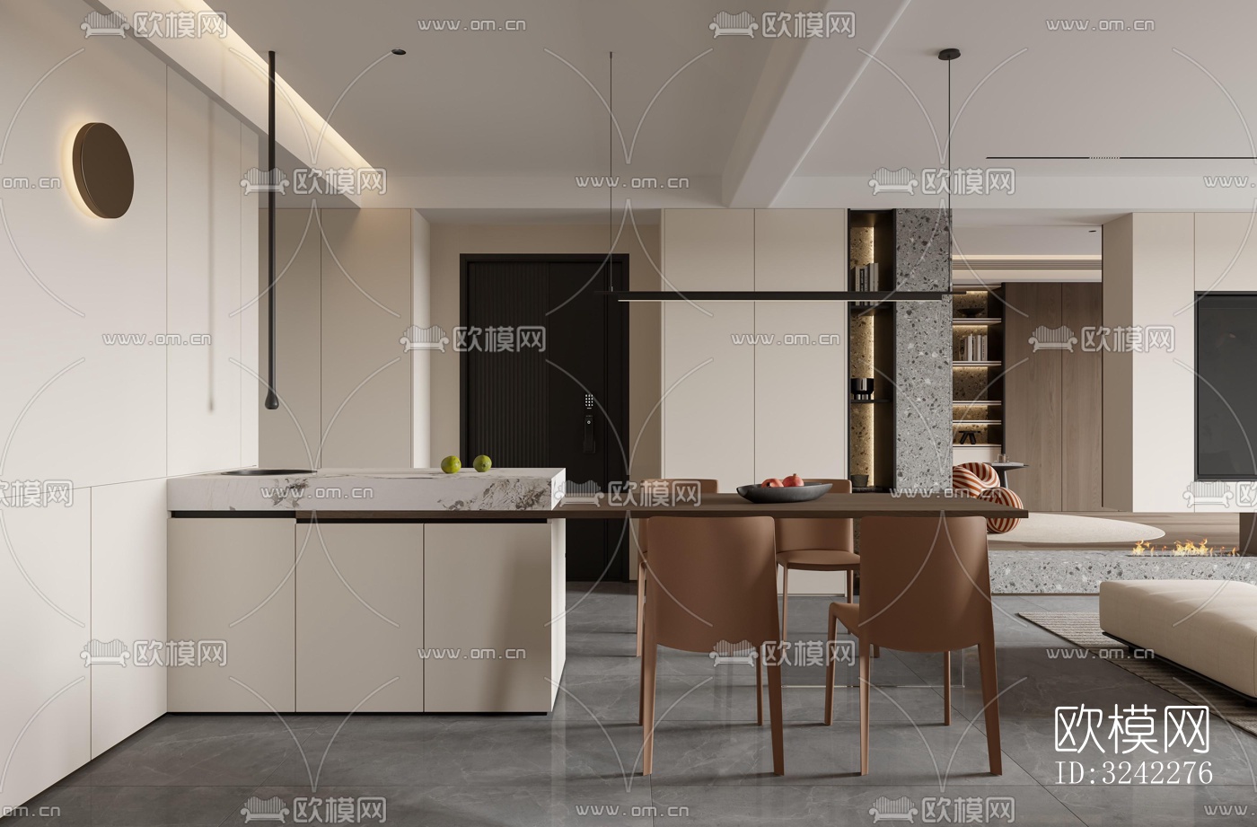 现代客餐厅效果图下载（渲染图12）