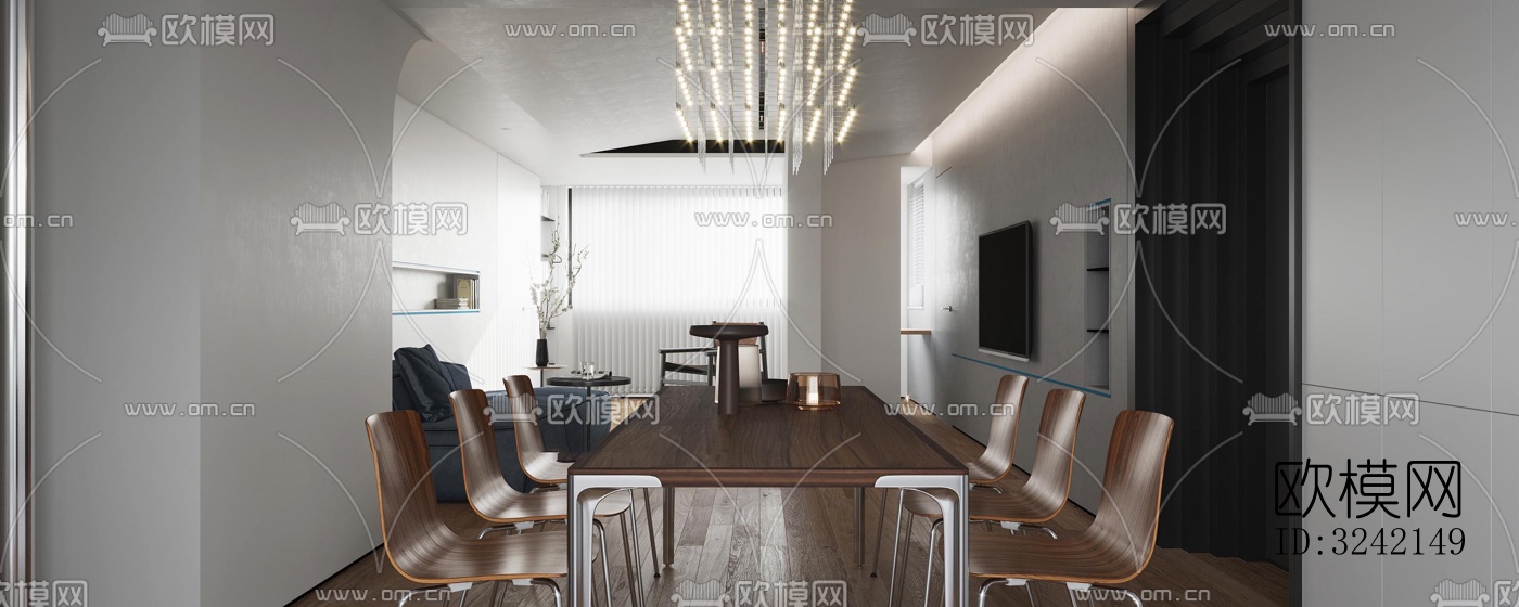 现代客餐厅效果图下载（渲染图6）