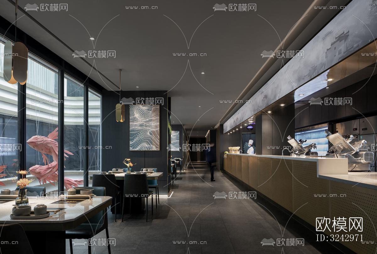 现代中餐厅效果图下载（渲染图11）