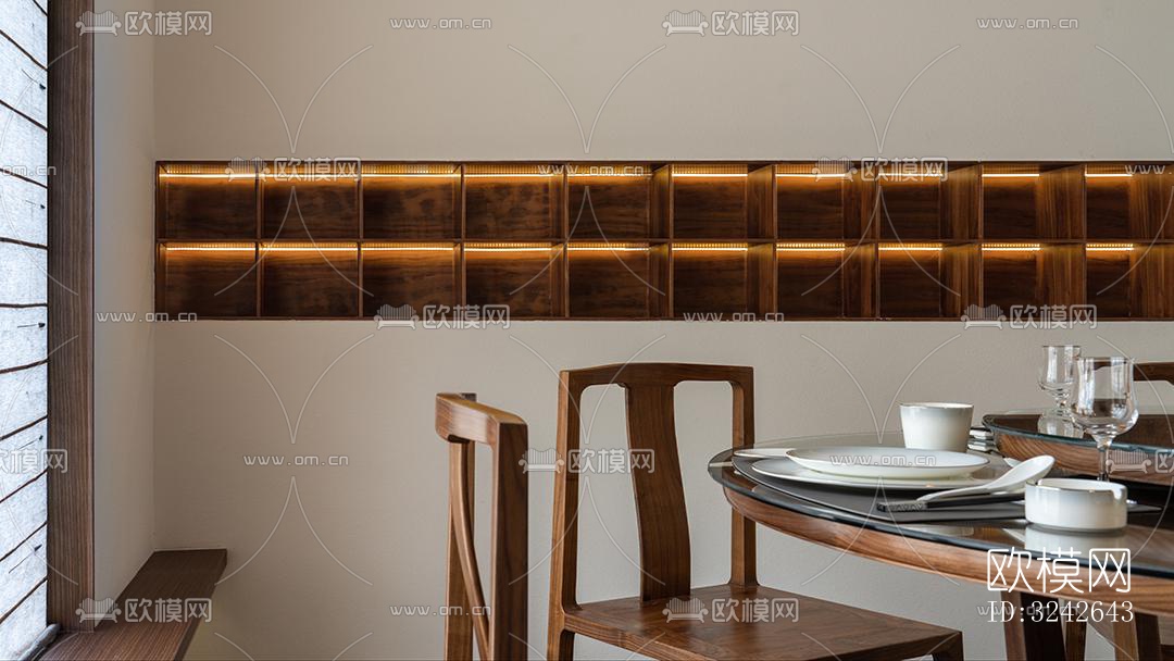 新中式中餐厅效果图下载（渲染图7）