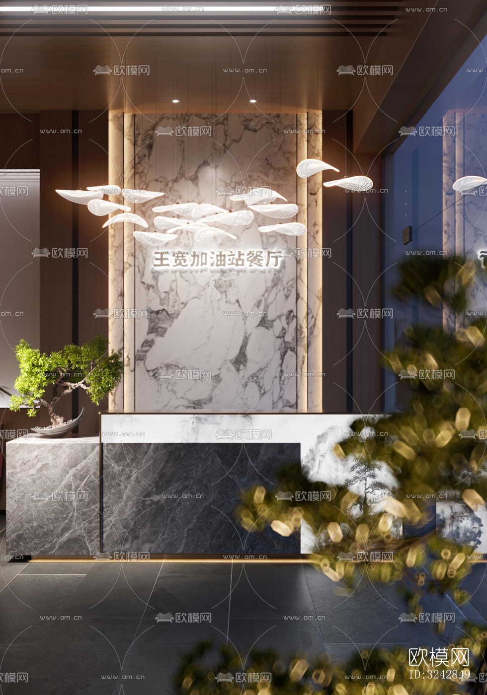 新中式中餐厅效果图下载（渲染图3）