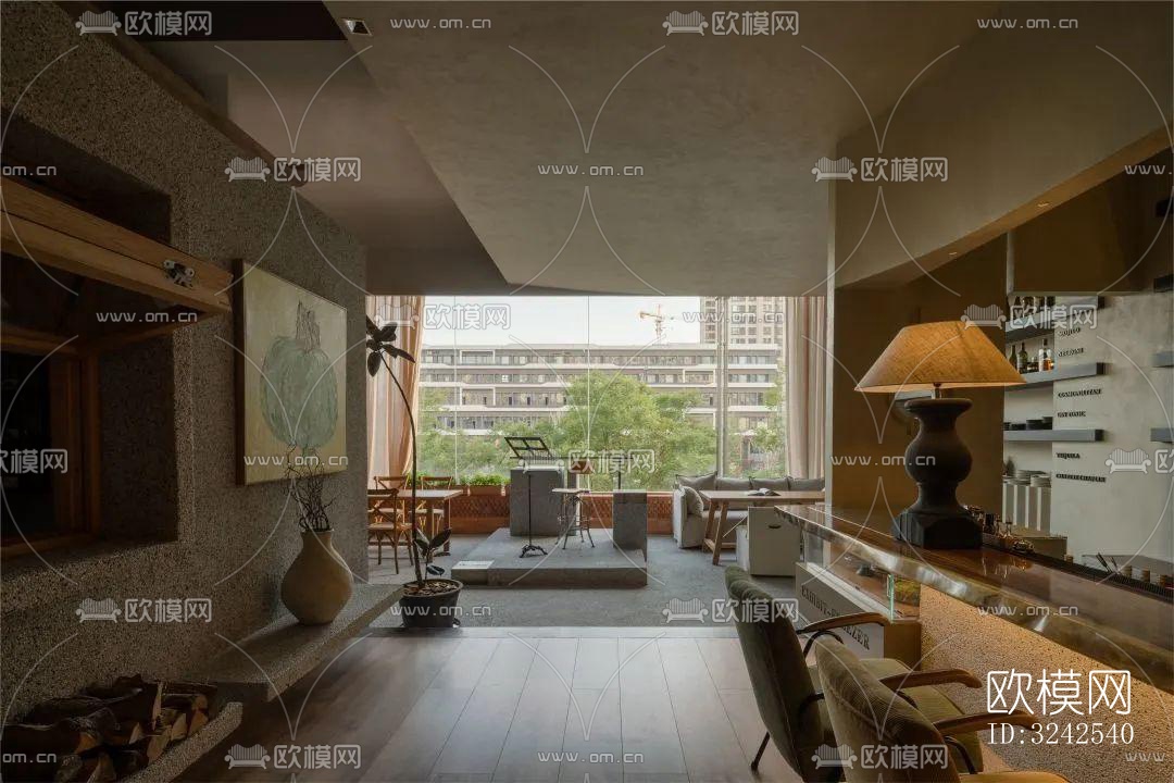 侘寂中餐厅效果图下载（渲染图3）