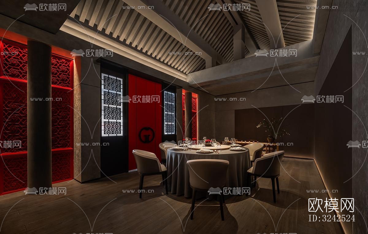 中式中餐厅效果图下载（渲染图8）