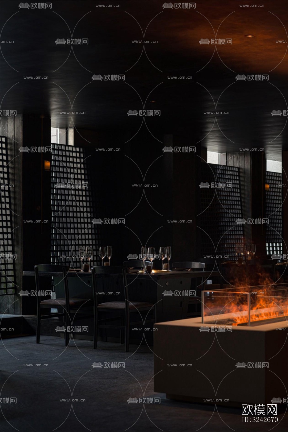 新中式中餐厅效果图下载（渲染图2）