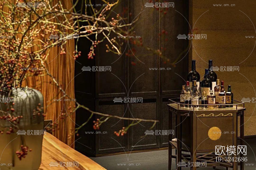 新中式中餐厅效果图下载（渲染图5）