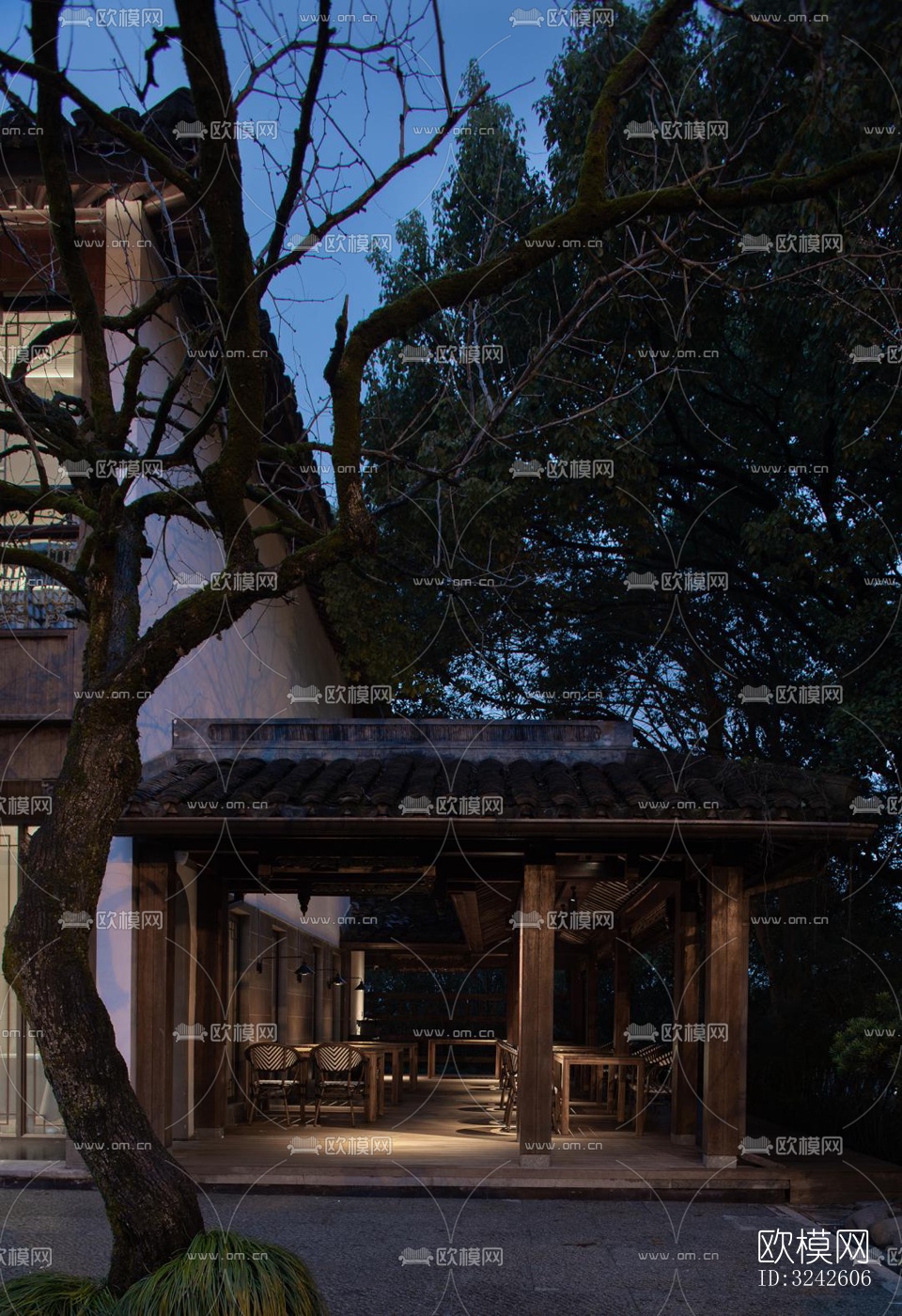 新中式中餐厅效果图下载（渲染图14）