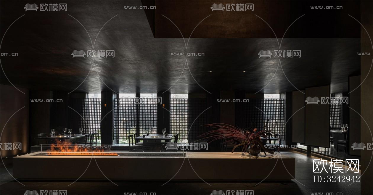 现代中餐厅效果图下载（渲染图1）