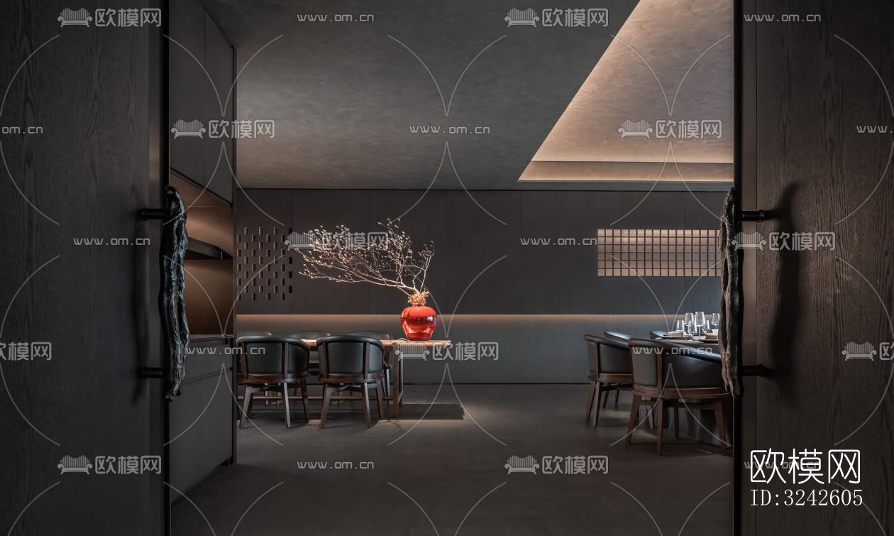 新中式中餐厅效果图下载（渲染图16）