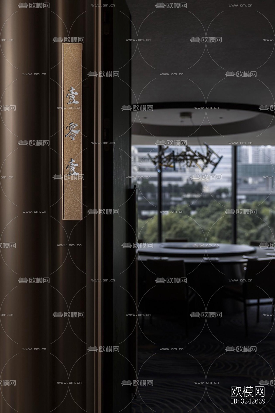 新中式中餐厅效果图下载（渲染图12）