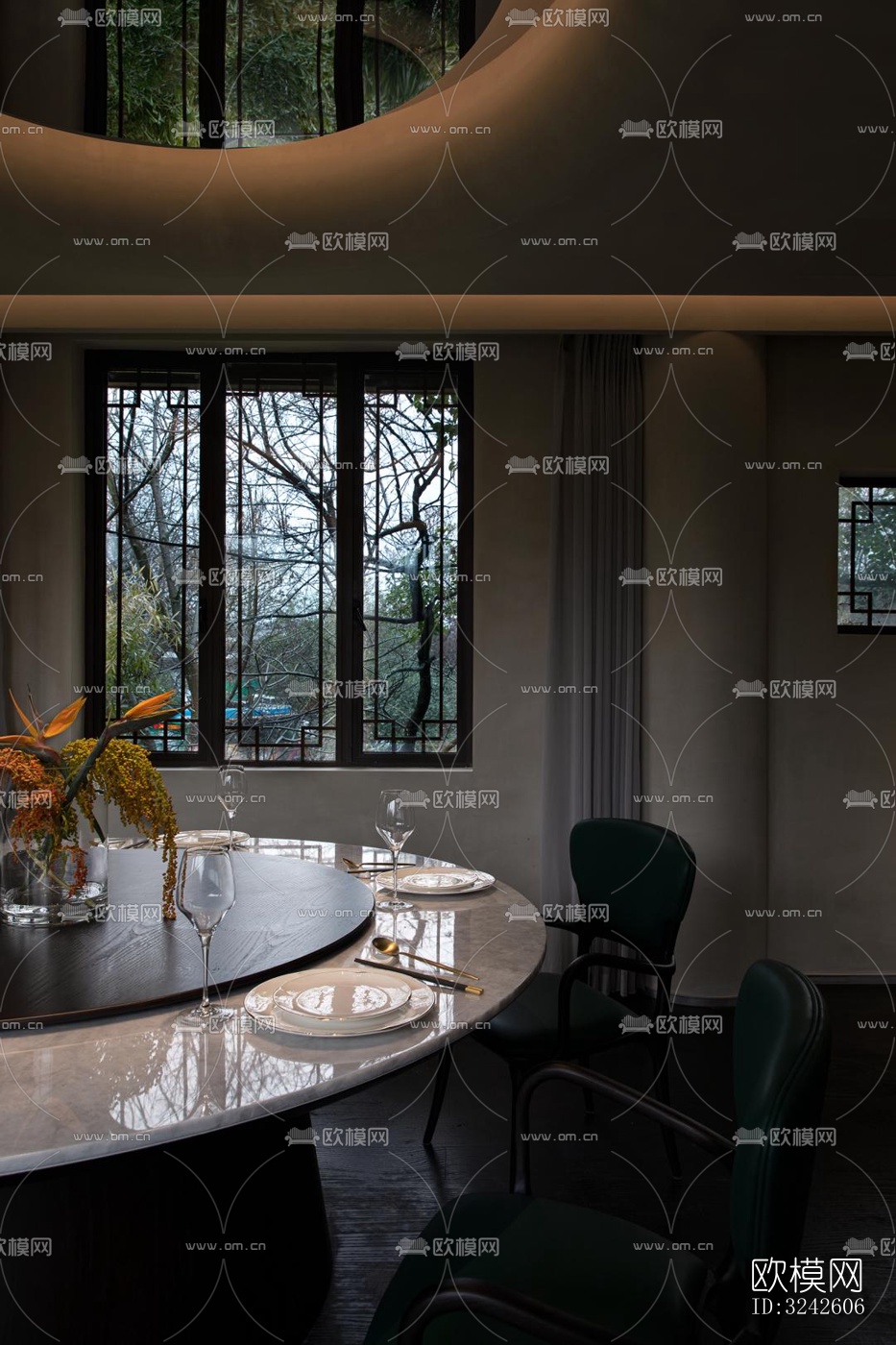 新中式中餐厅效果图下载（渲染图7）