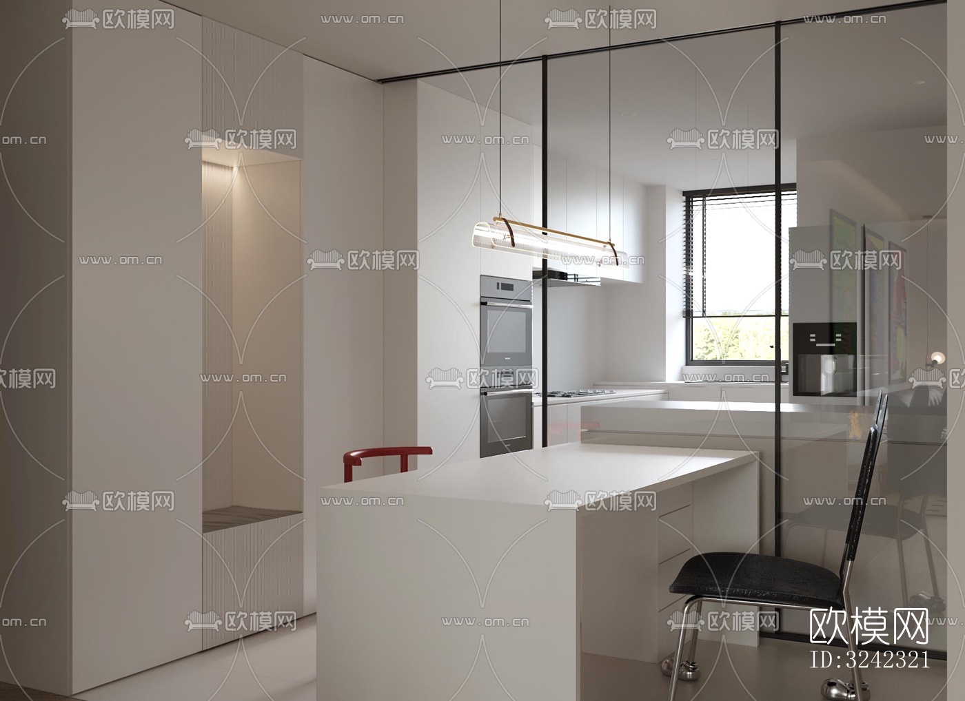 现代客餐厅效果图下载（渲染图6）