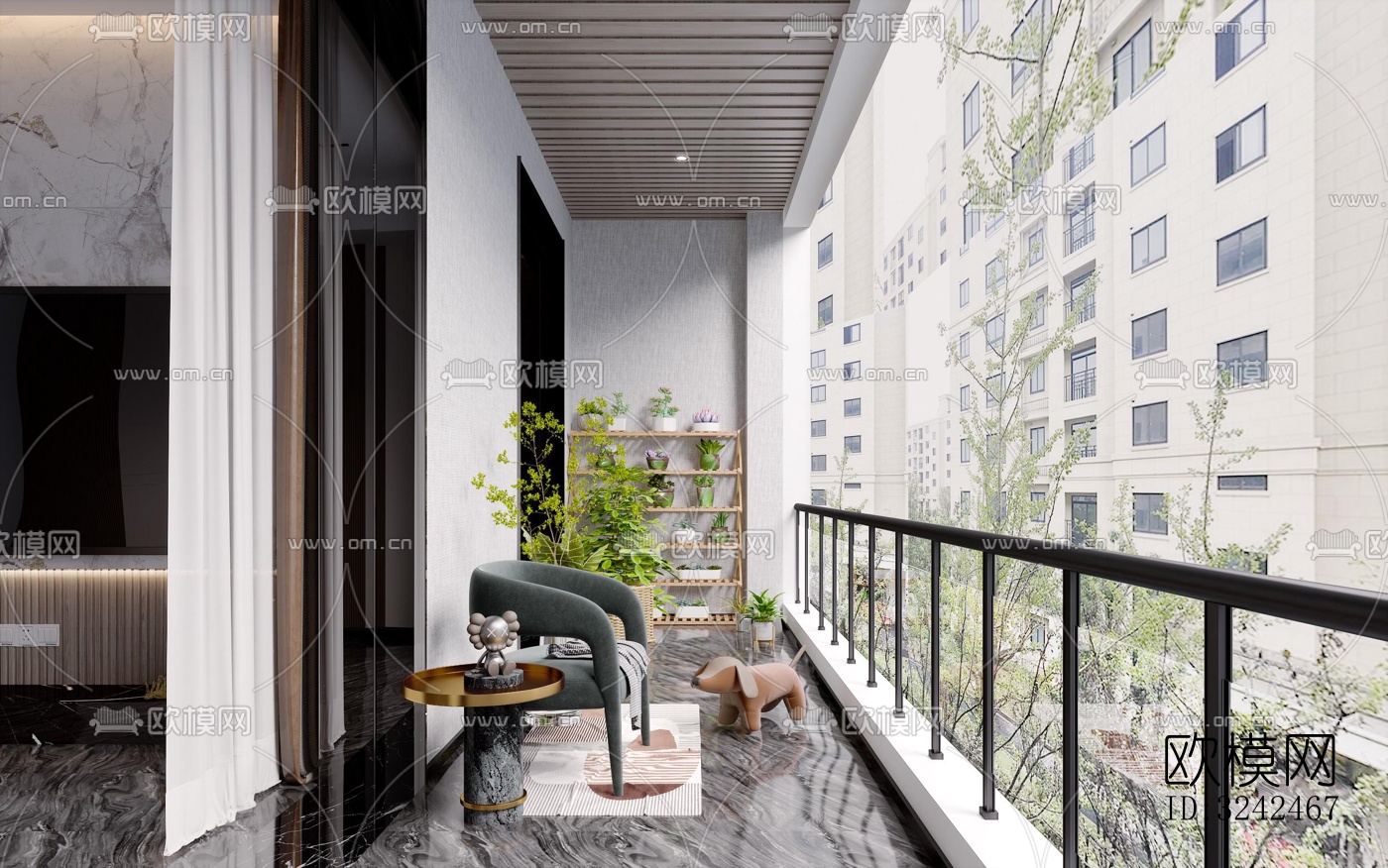 现代阳台花园效果图下载（渲染图4）