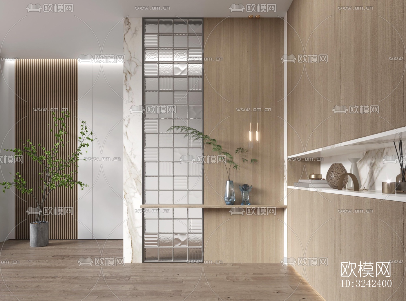 现代玄关过道效果图下载（渲染图3）