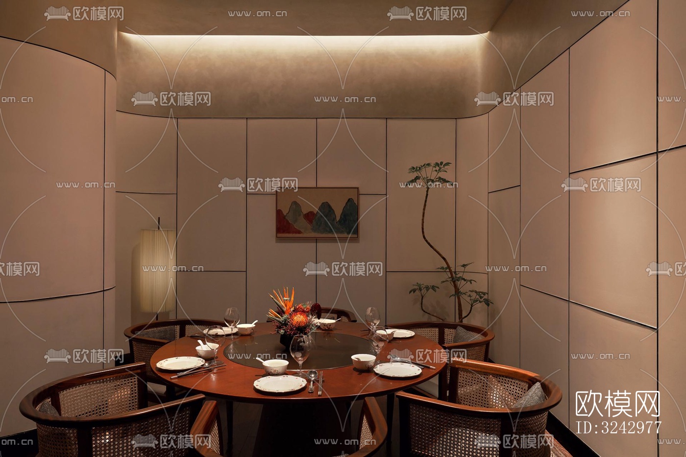 现代中餐厅效果图下载（渲染图15）